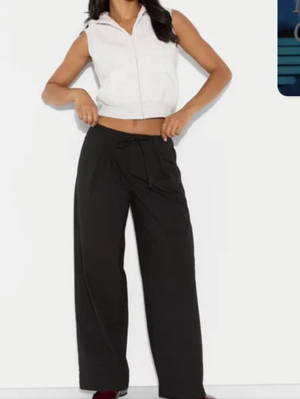 Wild fable Womes Black Wide-Leg Drawstring Dress Pants Sz XS